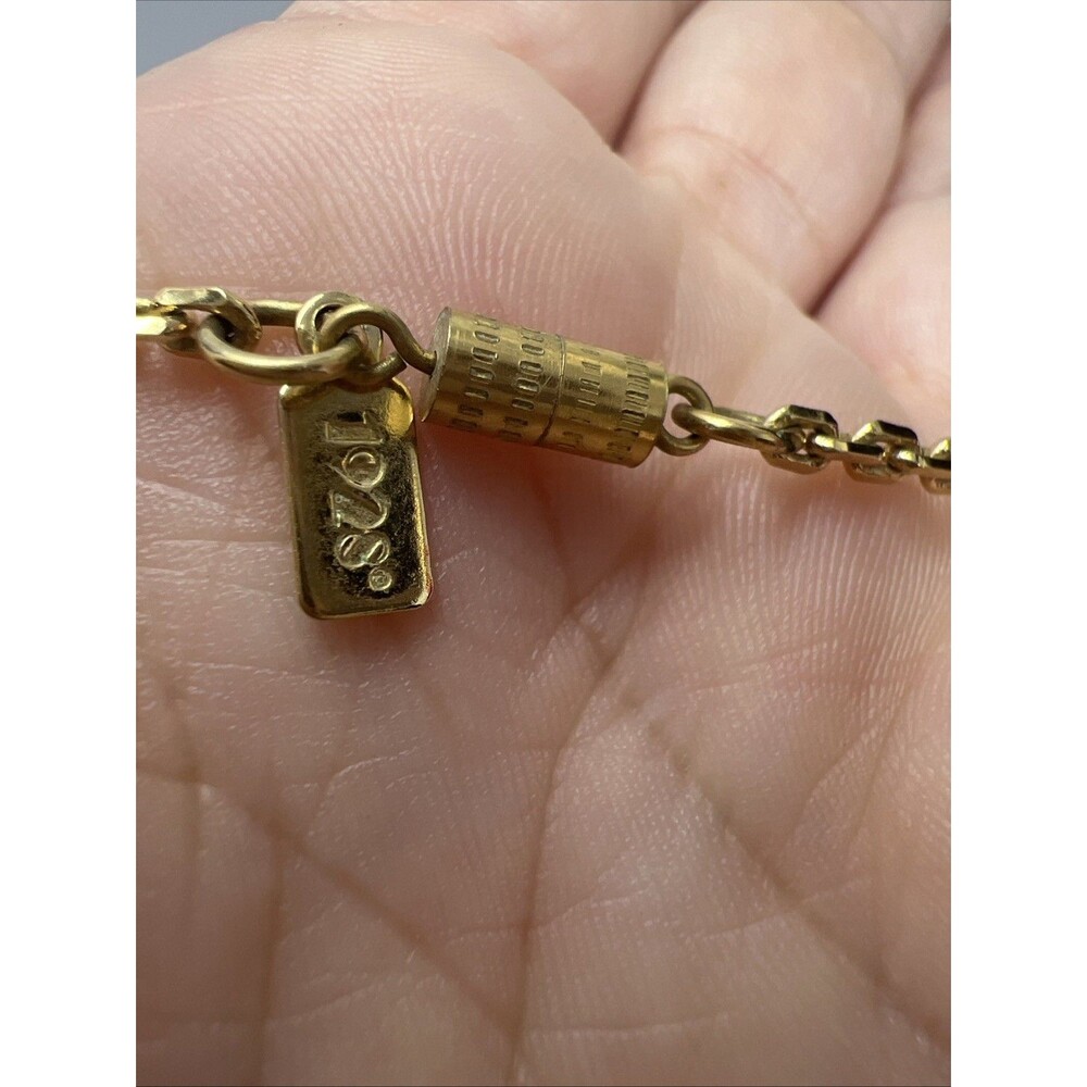 Vintage 1928 Necklace And Earrings Set Long Gold Rose cameo Locket Pierced Rare - Picture 15 of 15